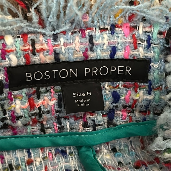 COPY - T6 Boston Proper Tweed Open Front Blazer Spring Colors Career size 6 - Picture 4 of 12